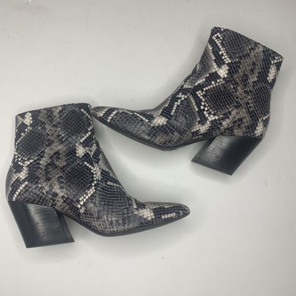 All Saints Aster Gray Snake Print Leather Western Ankle Boots Women’s SZ 36/5.5 - Picture 2 of 12